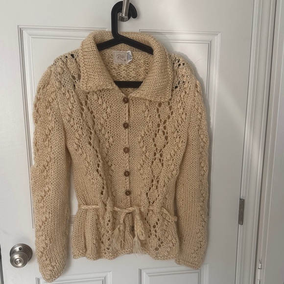 Ricki Vintage Beige Knit Cardigan with Button Front - Picture 1 of 5